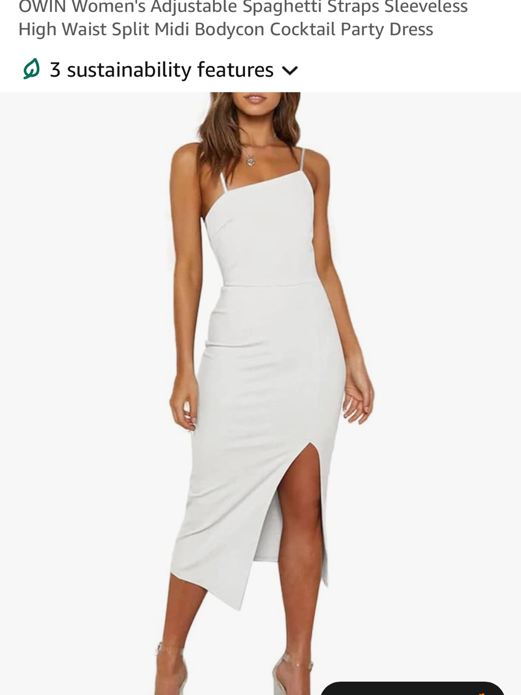 White One-Shoulder Midi Dress With Side Slit